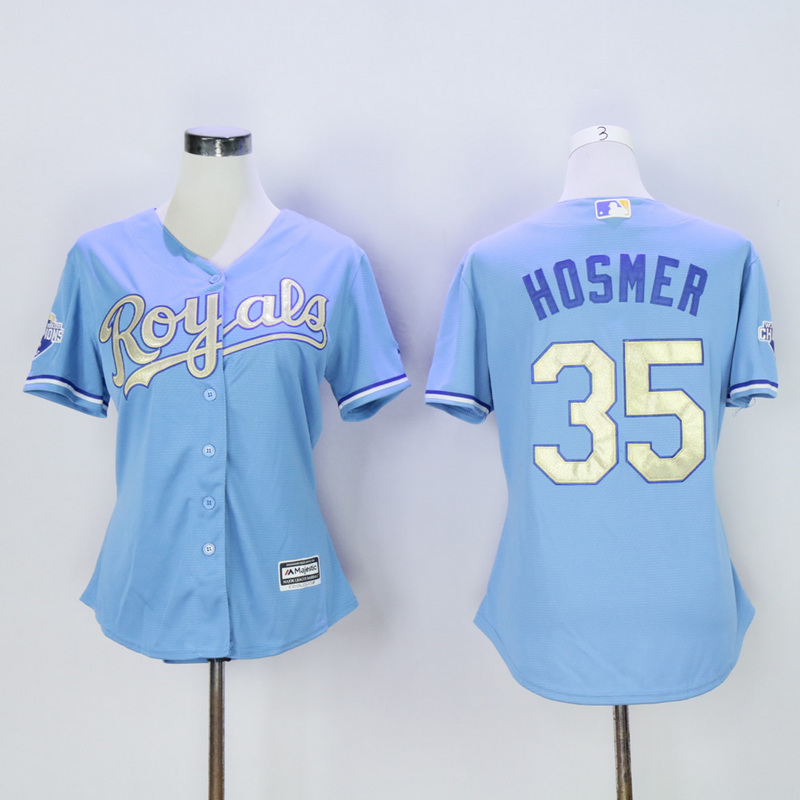 Women Kansas City Royals #35 Hosmer Light Blue Champion MLB Jerseys